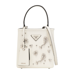 Panier Bucket Bag, Saffiano/Crystal, White, 180/H, LT/DB, 3*